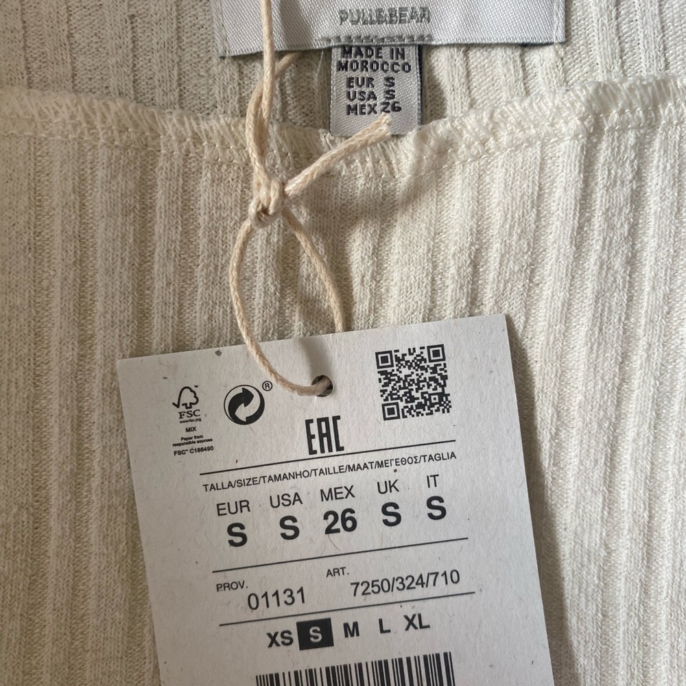 Pull&Bear Cream Ribbed Top - Picture 3 of 3